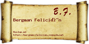 Bergman Felicián névjegykártya